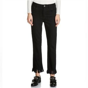 Maje Panako Fringe Hem Black Jeans